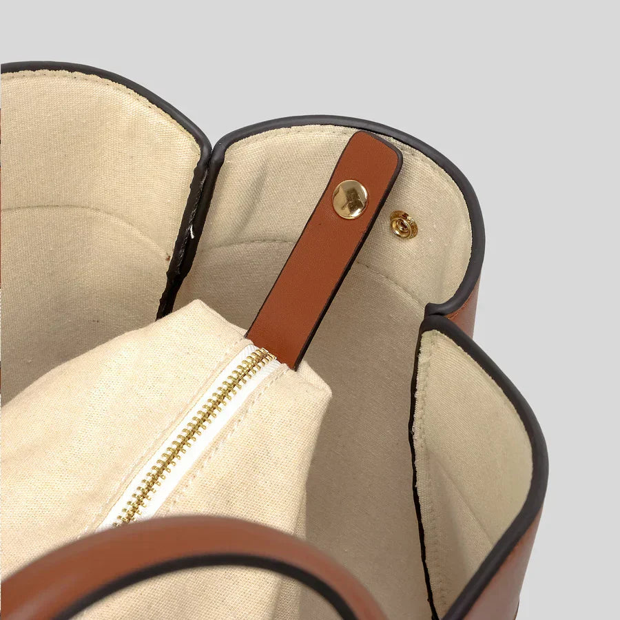 Dennis תיק שק גדול משולב קנבס ודמוי עור