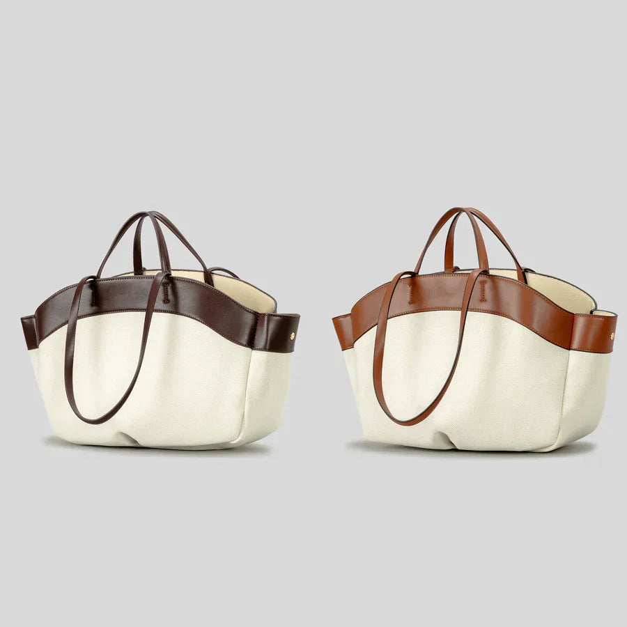 Dennis תיק שק גדול משולב קנבס ודמוי עור