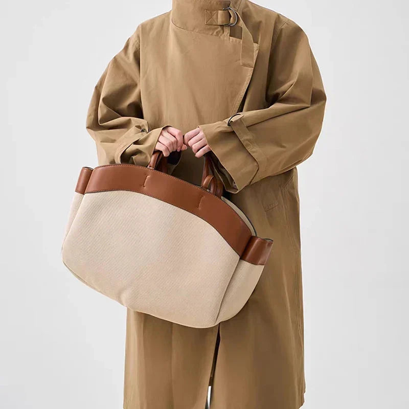 Dennis תיק שק גדול משולב קנבס ודמוי עור