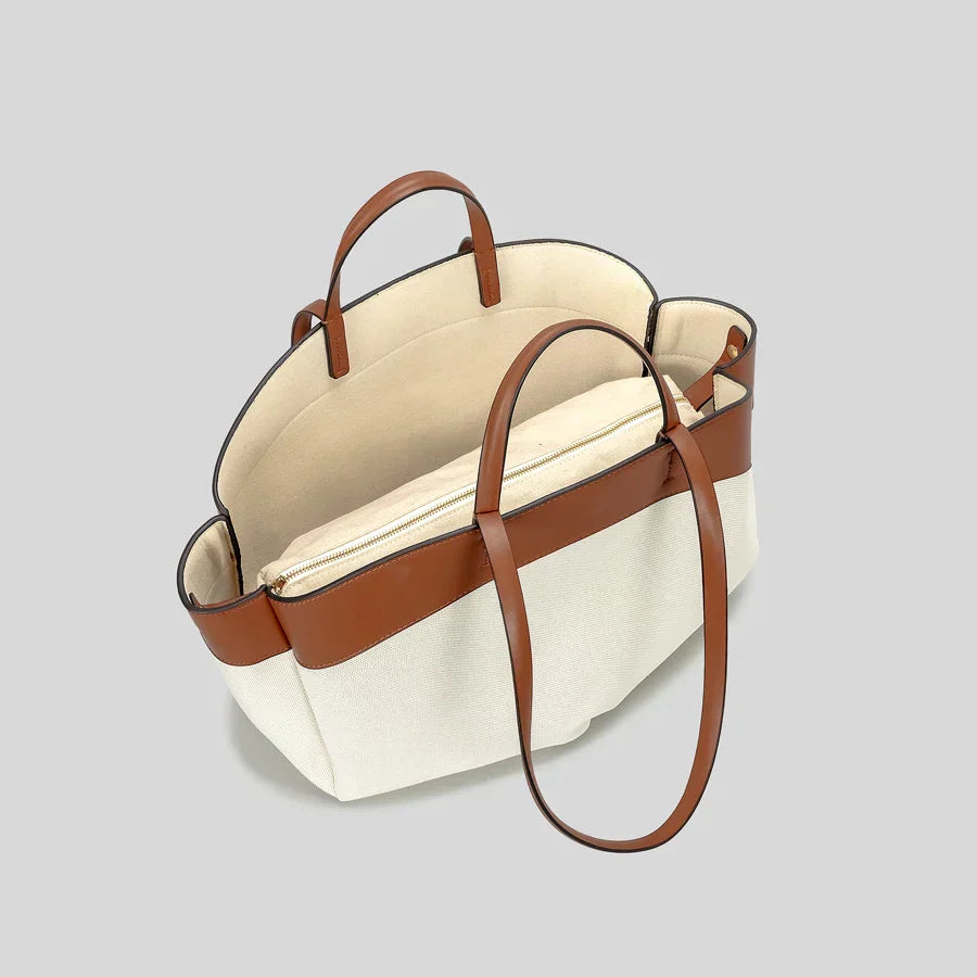 Dennis תיק שק גדול משולב קנבס ודמוי עור